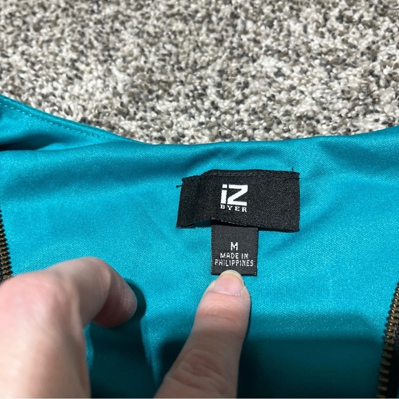 IZ Byer Sleeveless Dress Size M Lined Functional Zipper green NWT - Picture 5 of 8